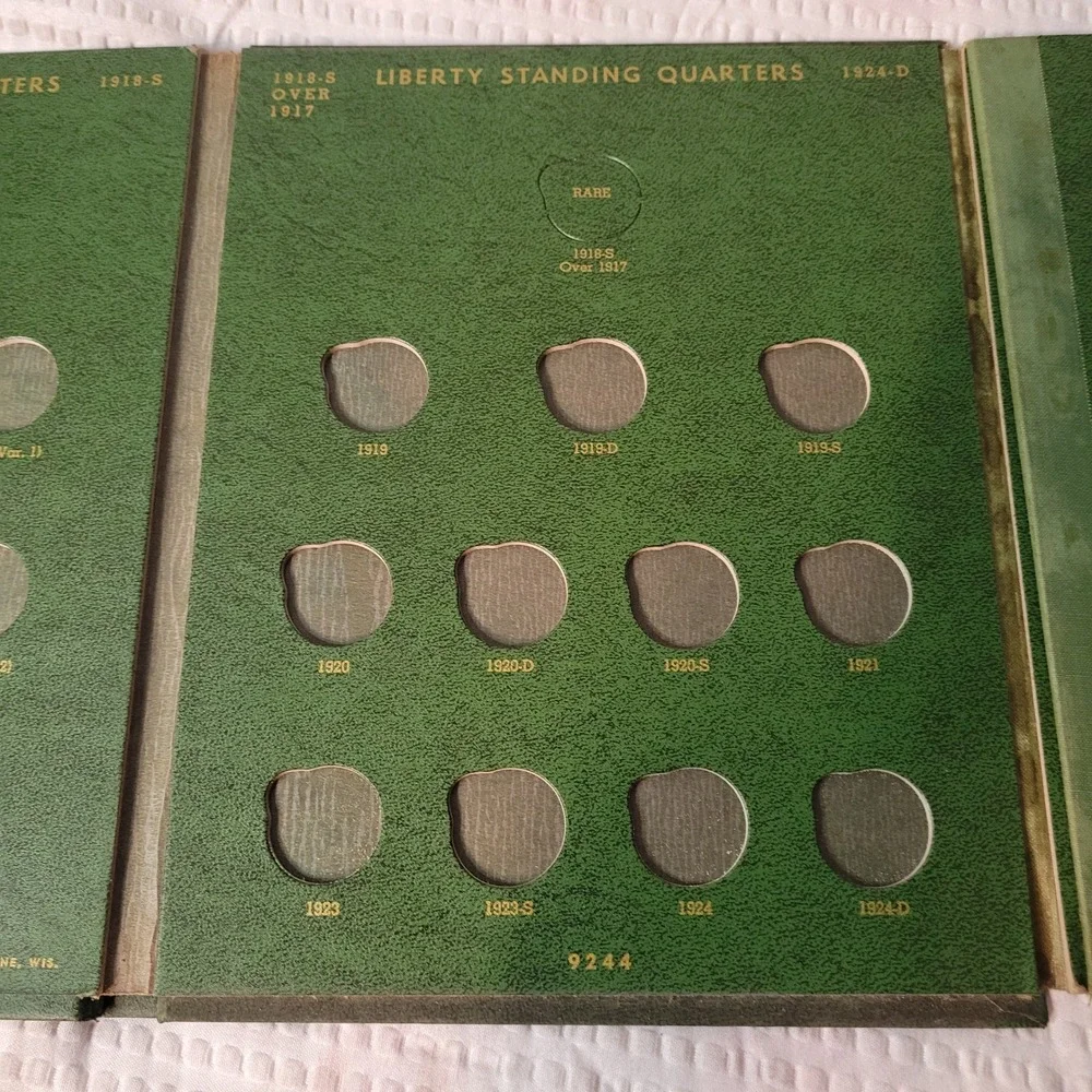 Vintage Whitman Liberty Standing Quarter Dollars Coin‎ Folder No 9244 1916-1930
